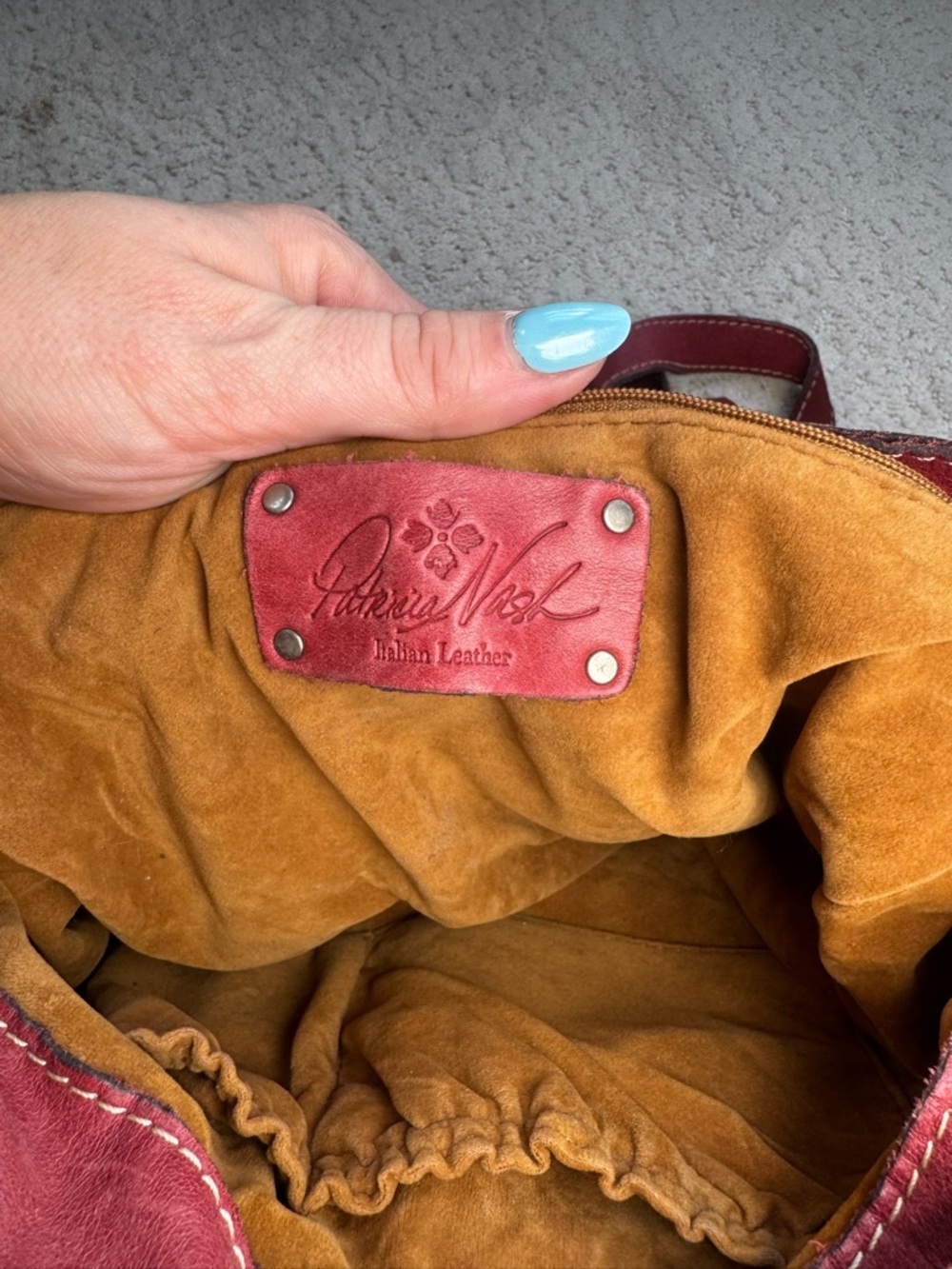 Patricia Nash Red Leather Studded Crossbody Bag - Picture 5 of 10